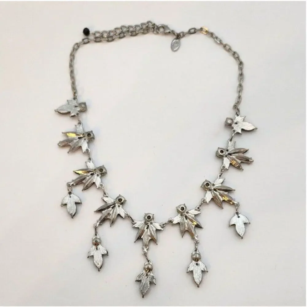 Vintage Charming Charlie Necklace and Bracelet Jewelry Set Black Dangle Crystals